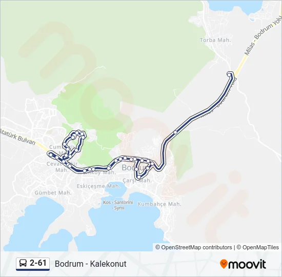 2-61 otobüs Hattı Haritası