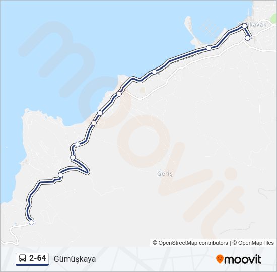 2-64 otobüs Hattı Haritası
