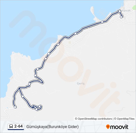 2-64 otobüs Hattı Haritası