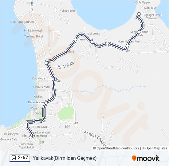2-67 otobüs Hattı Haritası
