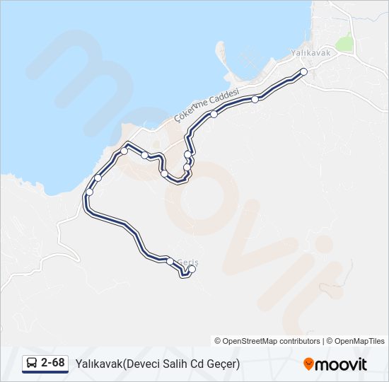2-68 otobüs Hattı Haritası
