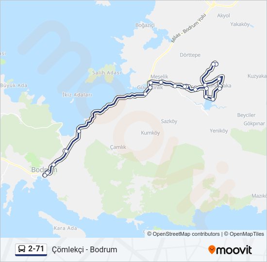 2-71 otobüs Hattı Haritası