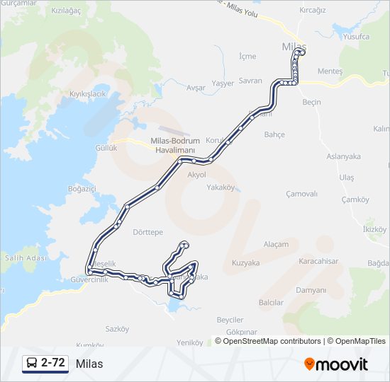 2-72 otobüs Hattı Haritası