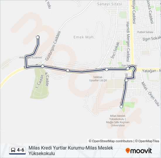4-6 otobüs Hattı Haritası