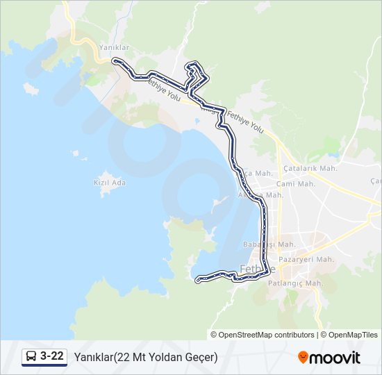 3-22 otobüs Hattı Haritası