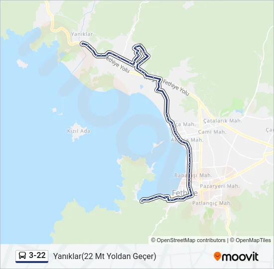3-22 otobüs Hattı Haritası