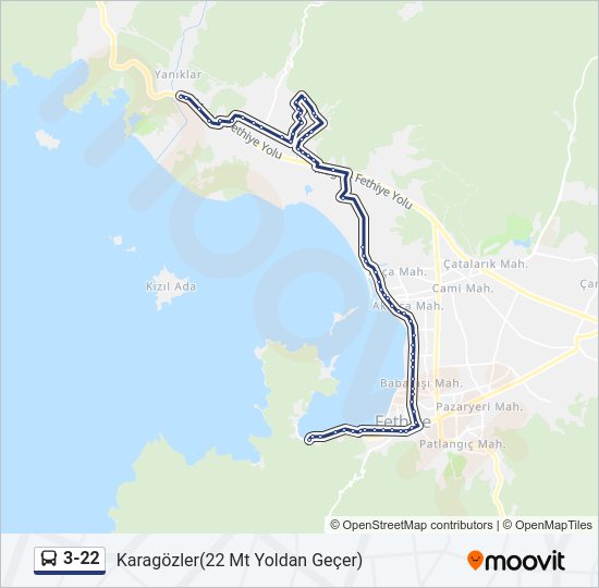 3-22 otobüs Hattı Haritası
