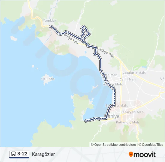 3-22 Bus Line Map