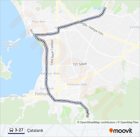 3-27 otobüs Hattı Haritası