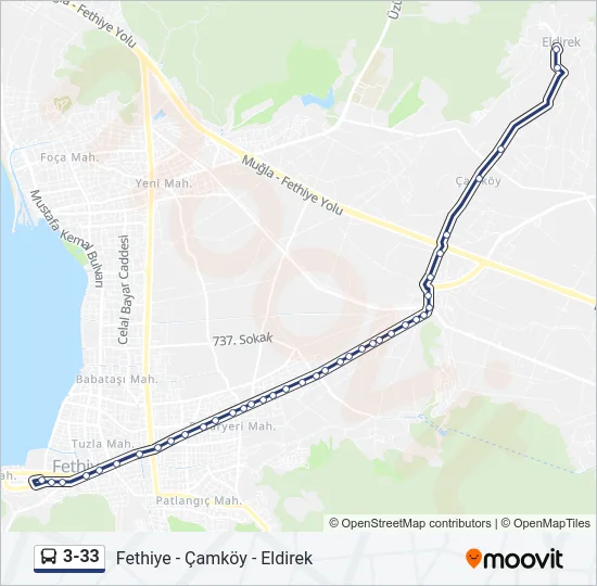 3-33 Bus Line Map