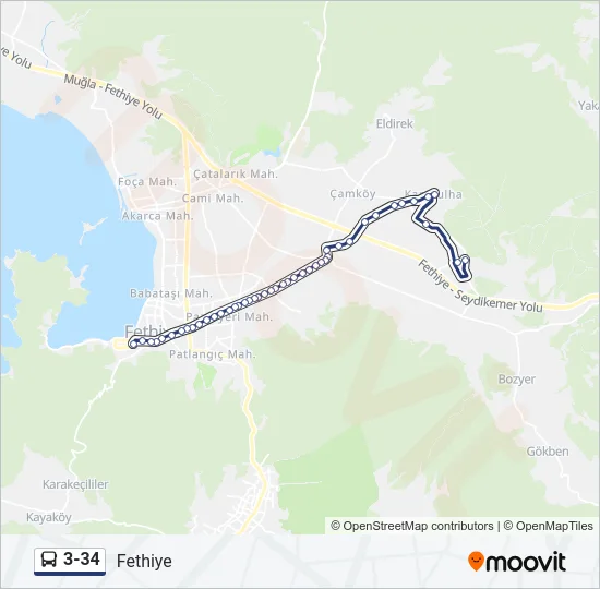 3-34 Bus Line Map