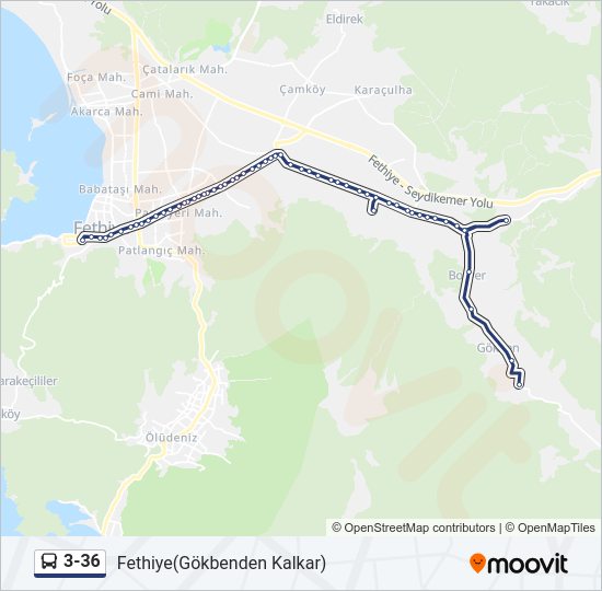 3-36 otobüs Hattı Haritası