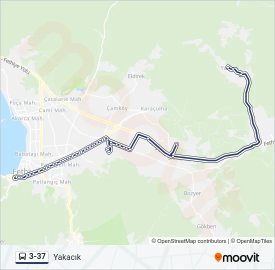 3-37 otobüs Hattı Haritası