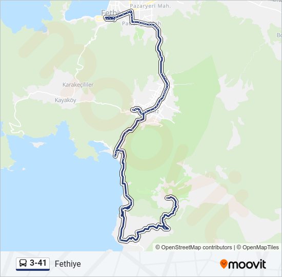 3-41 otobüs Hattı Haritası