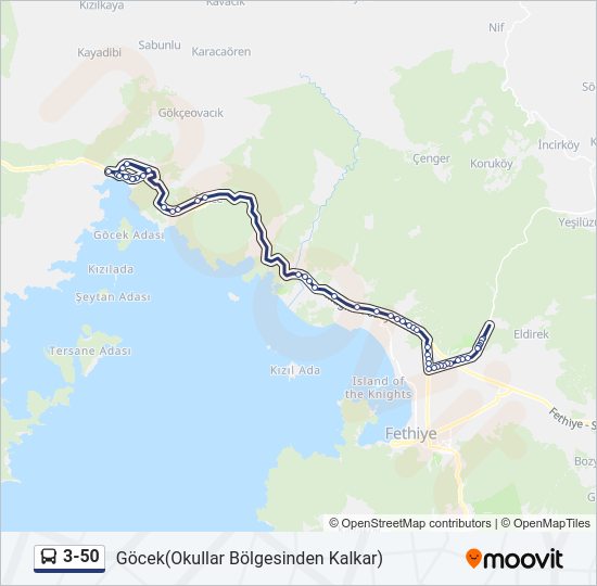 3-50 otobüs Hattı Haritası