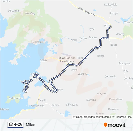 4-26 otobüs Hattı Haritası