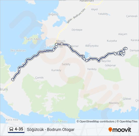 4-35 otobüs Hattı Haritası