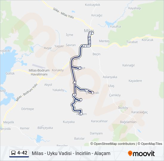 4-42 otobüs Hattı Haritası