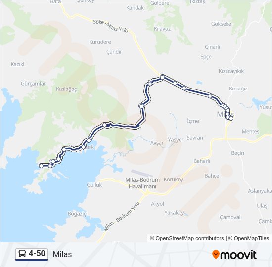 4-50 otobüs Hattı Haritası