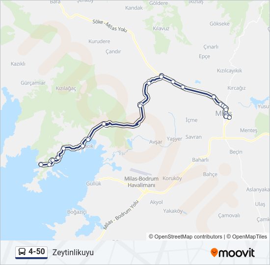 4-50 otobüs Hattı Haritası