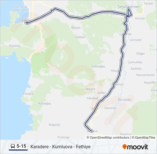 5-15 otobüs Hattı Haritası