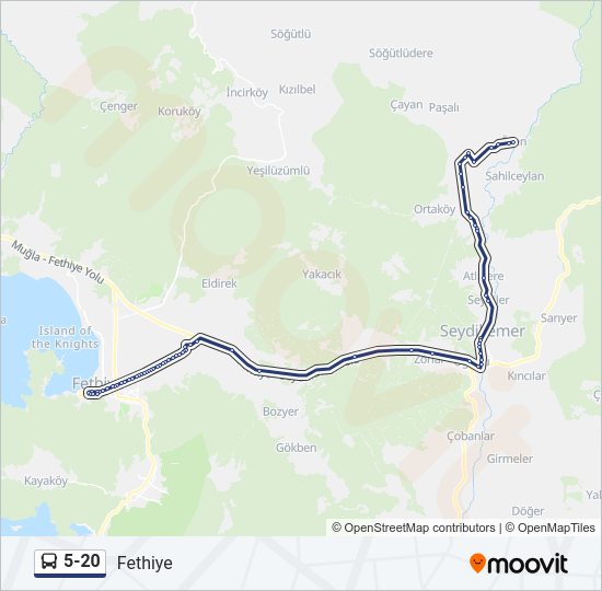 5-20 otobüs Hattı Haritası