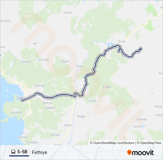 5-5B otobüs Hattı Haritası