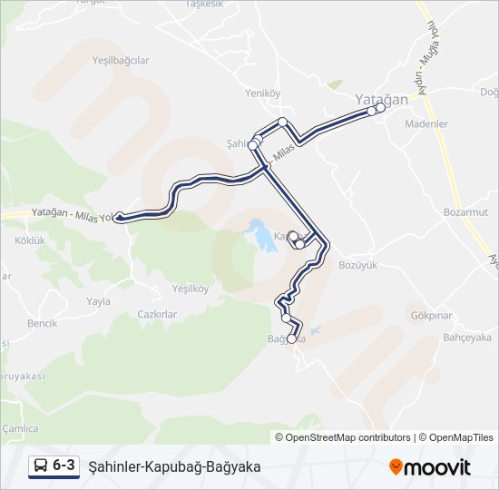 6-3 otobüs Hattı Haritası