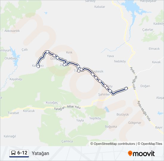 6-12 otobüs Hattı Haritası