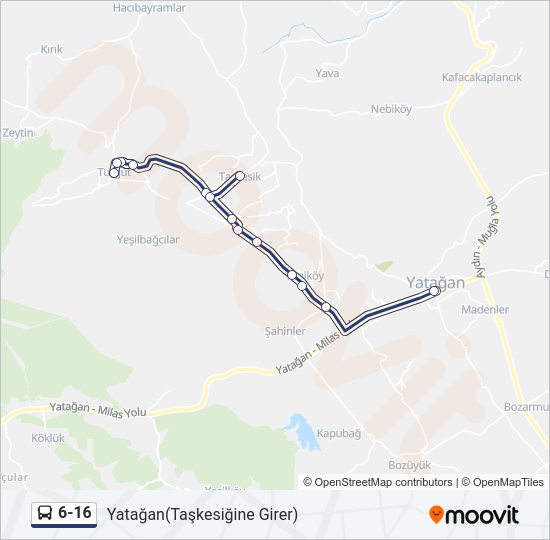 6-16 otobüs Hattı Haritası