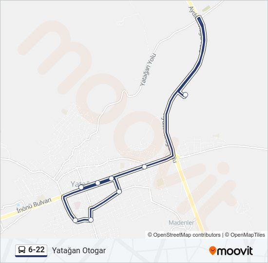 6-22 otobüs Hattı Haritası