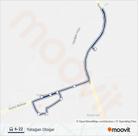 6-22 otobüs Hattı Haritası