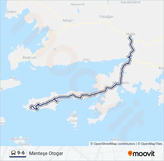 9-6 otobüs Hattı Haritası