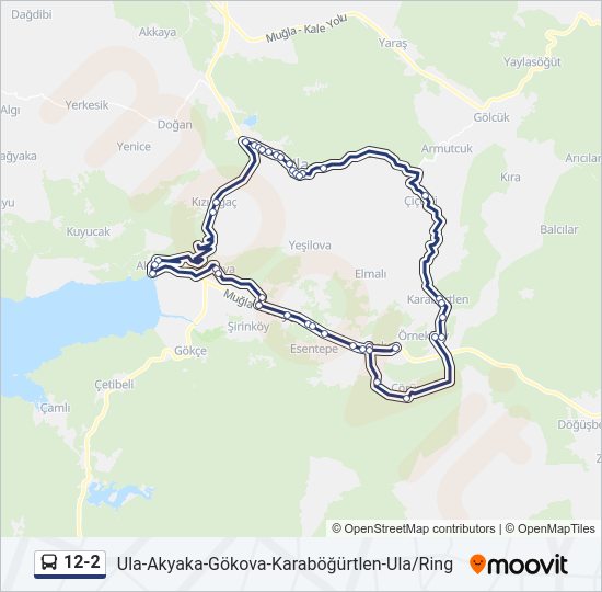 12-2 otobüs Hattı Haritası