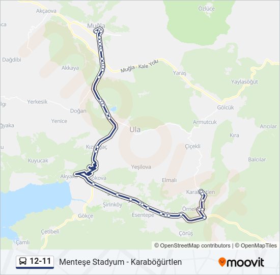 12-11 otobüs Hattı Haritası