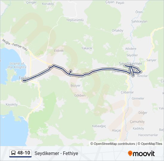 48-10 otobüs Hattı Haritası