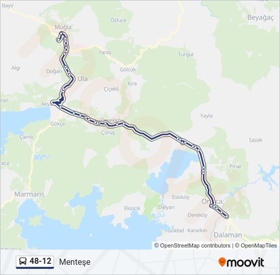 48-12 otobüs Hattı Haritası