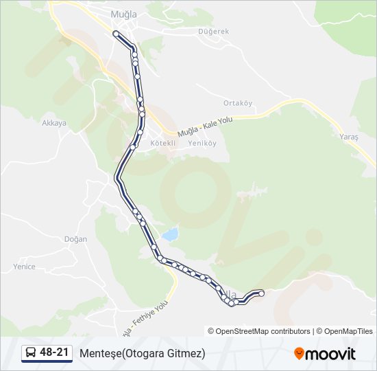 48-21 otobüs Hattı Haritası