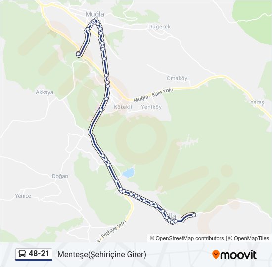 48-21 otobüs Hattı Haritası