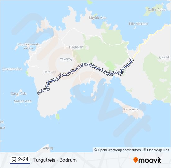 2-34 otobüs Hattı Haritası