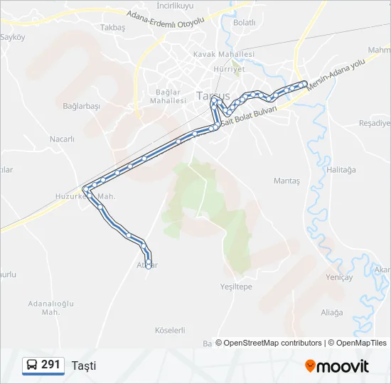 291 Bus Line Map