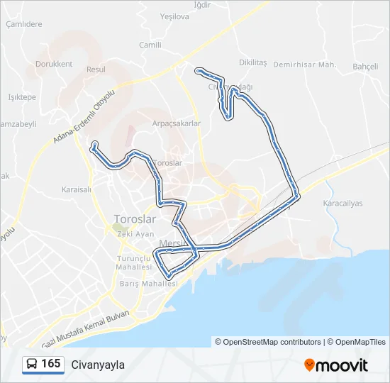 165 Bus Line Map