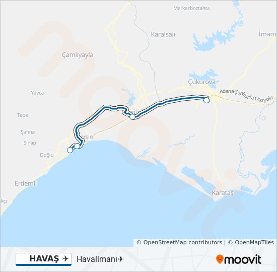 HAVAŞ ✈ otobüs Hattı Haritası