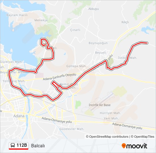 112B otobüs Hattı Haritası