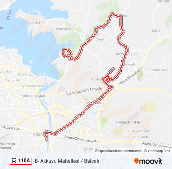 118A bus Line Map