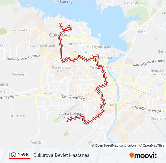 159B otobüs Hattı Haritası