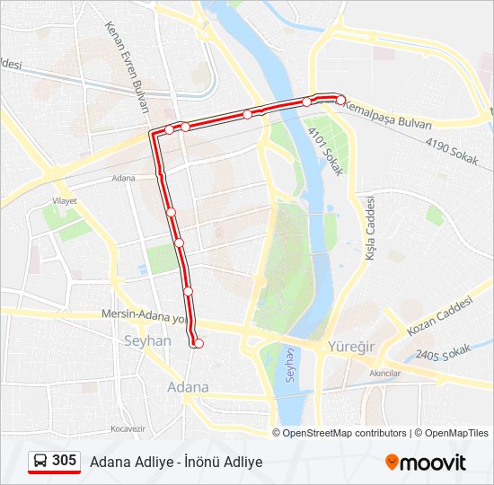 305 bus Line Map