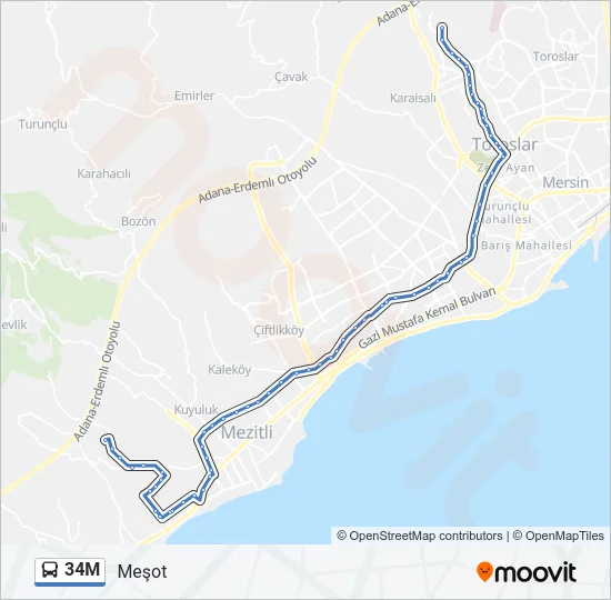 34M Bus Line Map