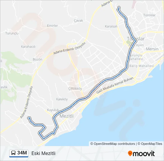 34M Bus Line Map