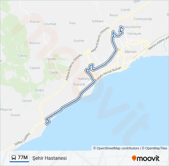 77M Bus Line Map